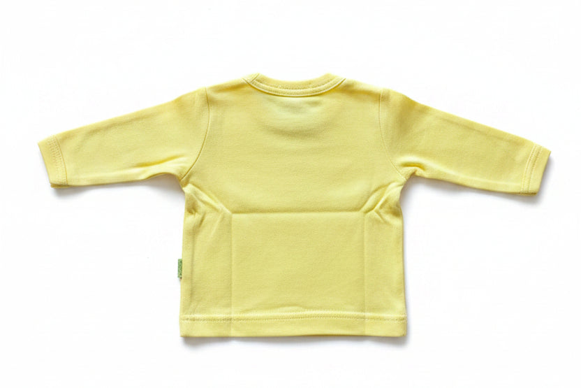 Yellow baby cotton cardigan back view