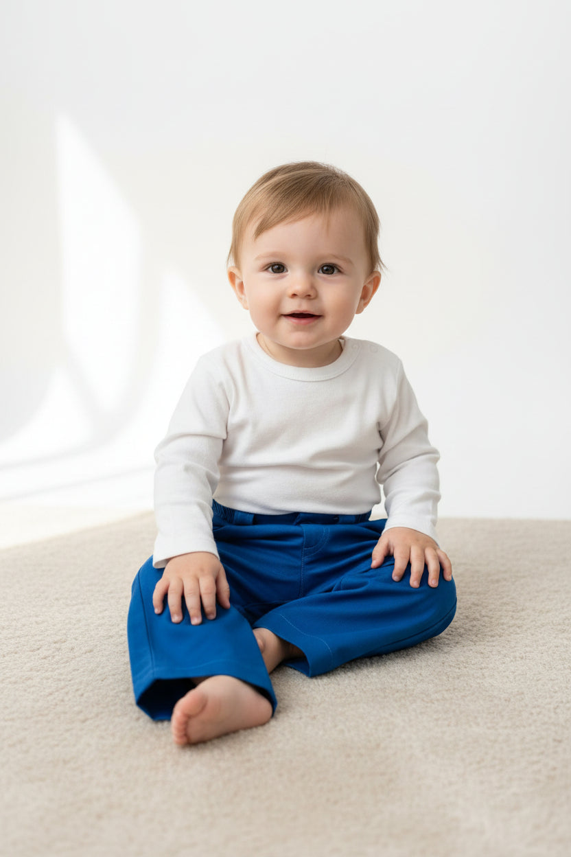 Blue baby trousers front, 12 months, 80 cm, cotton blend