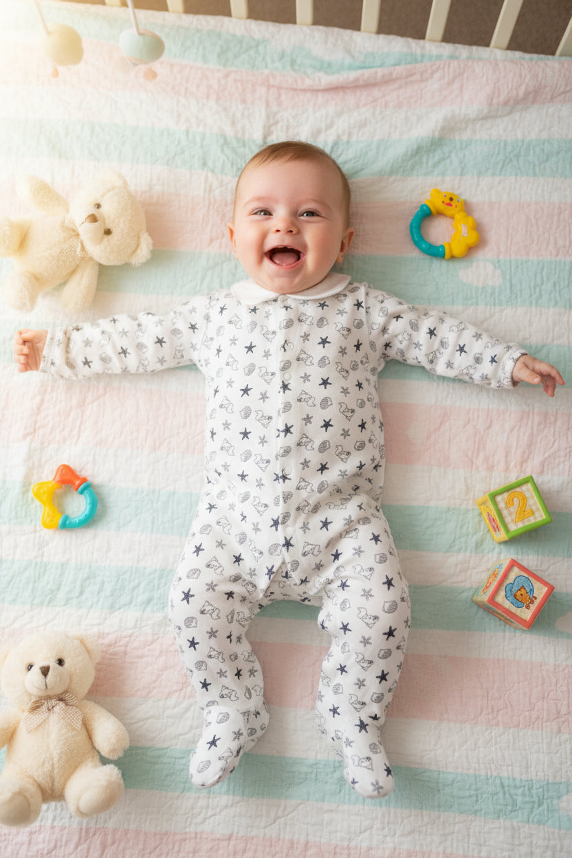DANY baby sleepsuit sea print front, 18 months, 86 cm, 100% cotton