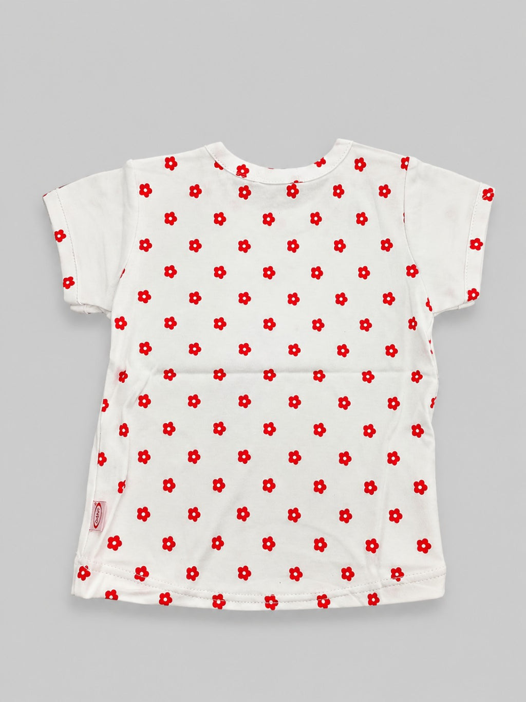 DANY baby short sleeve T-shirt back, red flower print, 9-12 months, 100% cotton