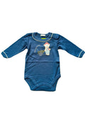 DANY blue baby bodysuit with teddy embroidery front view