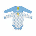 DANY blue monkey long sleeve bodysuit set front, multiple sizes, 100% cotton