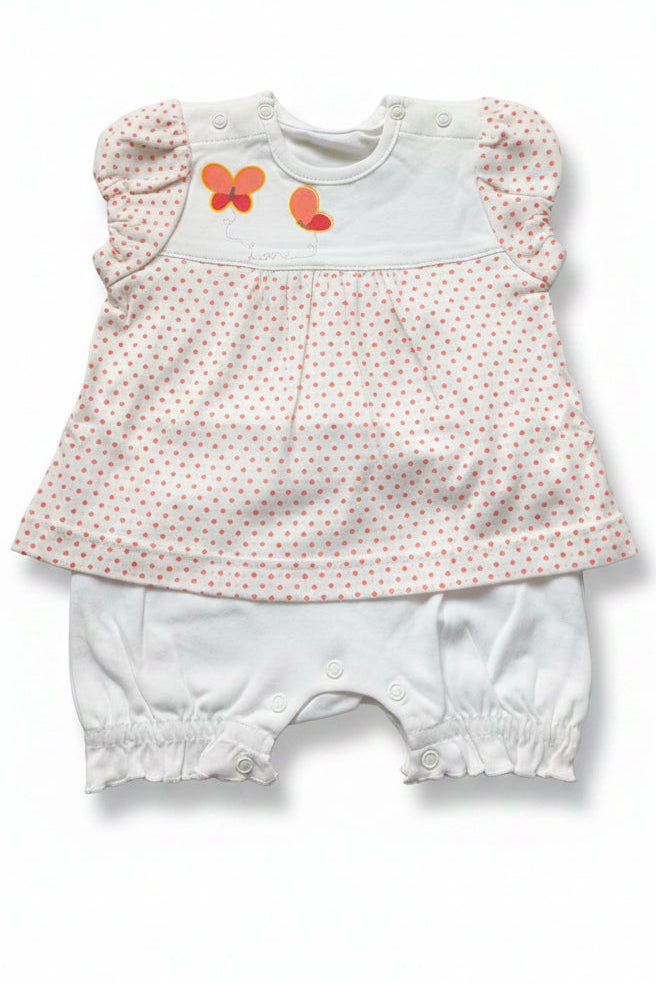DANY butterfly and heart print baby romper, front view