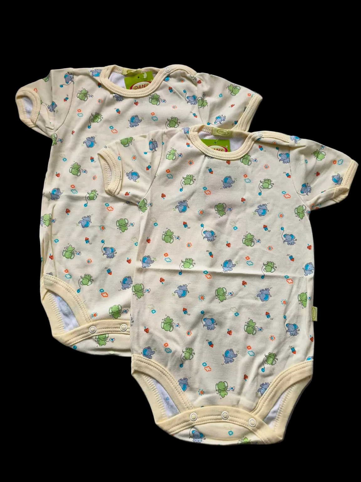 DANY baby elephant print bodysuit front view