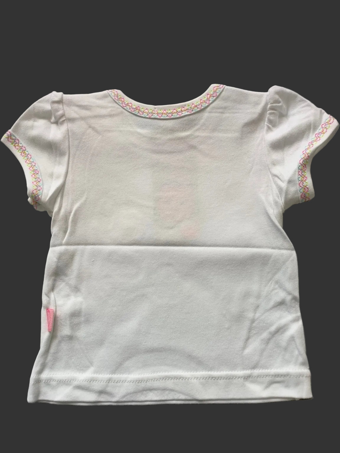 DANY white baby top with pink flower embroidery back view