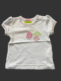 DANY white baby top with pink flower embroidery front view