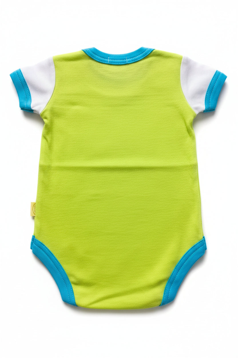 DANY green turquoise striped short sleeve bodysuit back, 3-6 months, 62 cm, 100% cotton