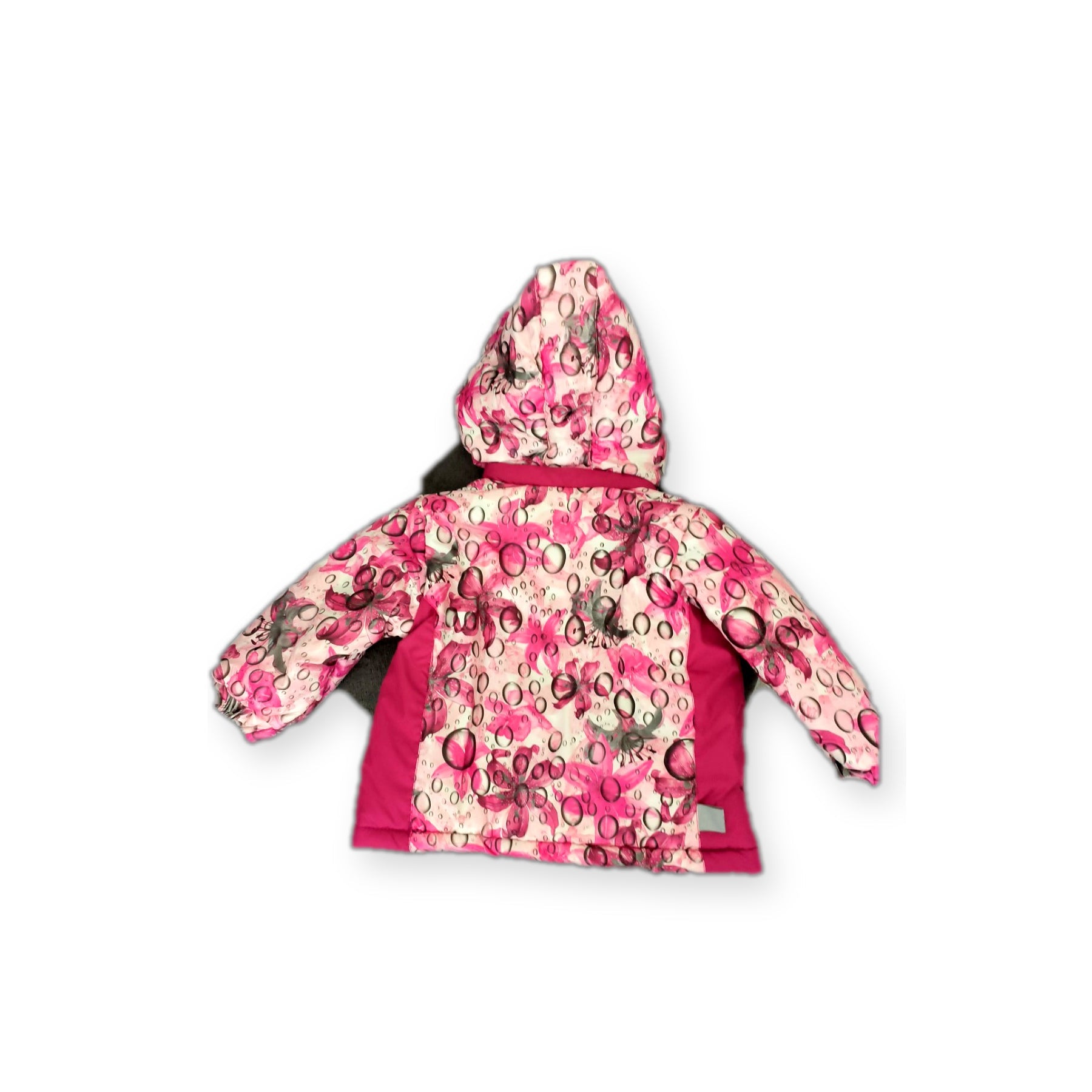 DANY girls pink butterfly hooded jacket back view on white background
