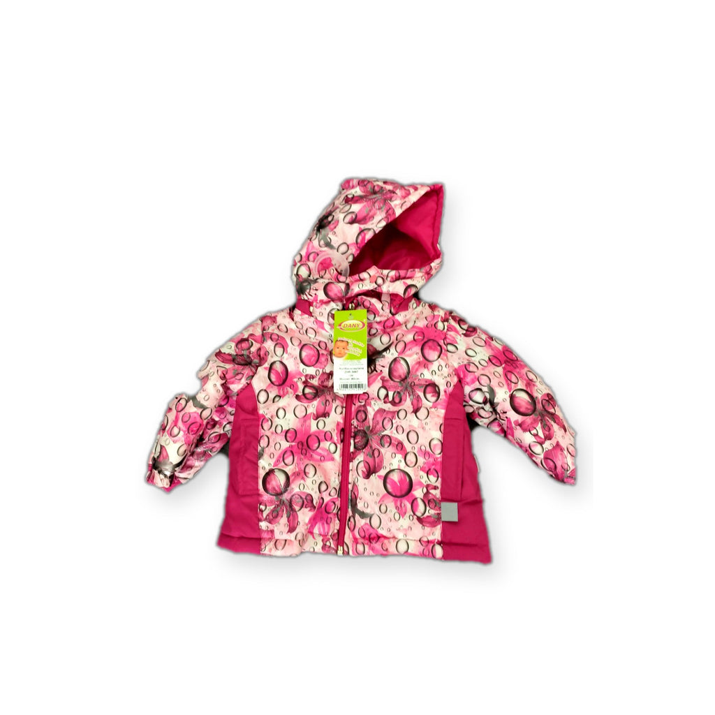 DANY girls pink butterfly hooded jacket front view on white background