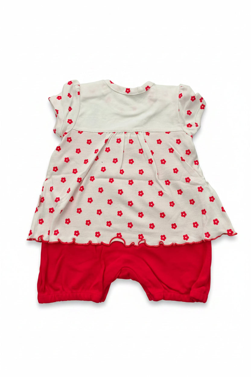 DANY baby romper back, red floral print, 3-6 months, 62 cm, 100% cotton