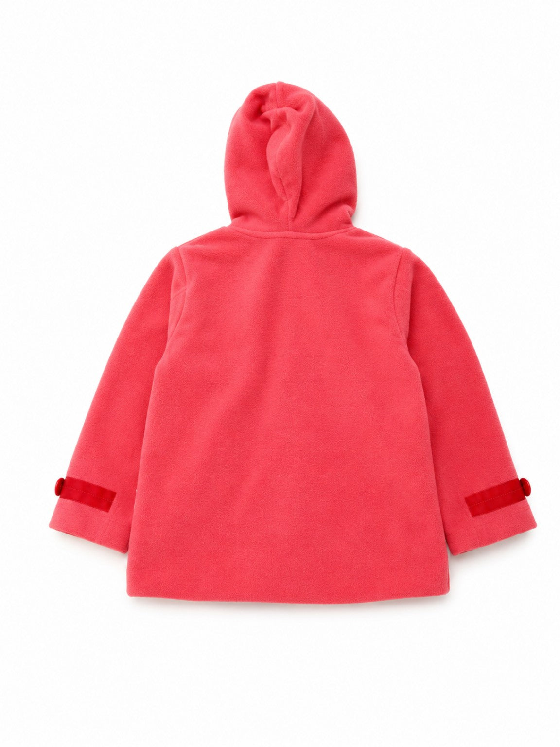 DANY red fleece hooded jacket back view size 86 cm