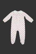 DANY white baby sleepsuit with red flower print front, 18 months, 86 cm, 100% cotton
