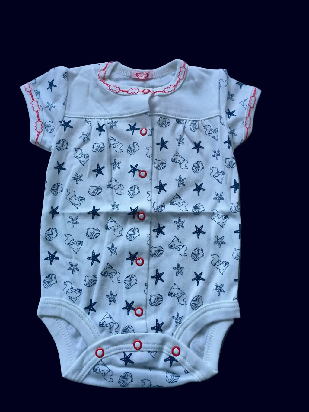 DANY seaside print baby bodysuit front view