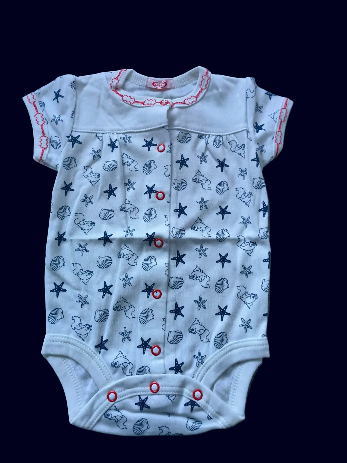 DANY seaside print baby bodysuit front view