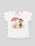 DANY baby short sleeve T-shirt with beach print, 9–12 months, front view