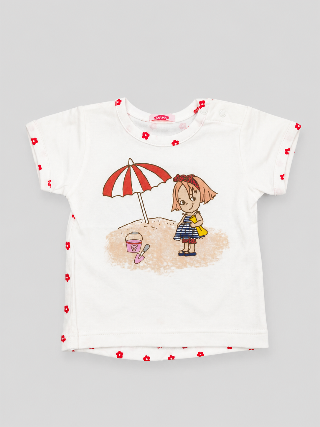 DANY baby short sleeve T-shirt with beach print, 9–12 months, front view